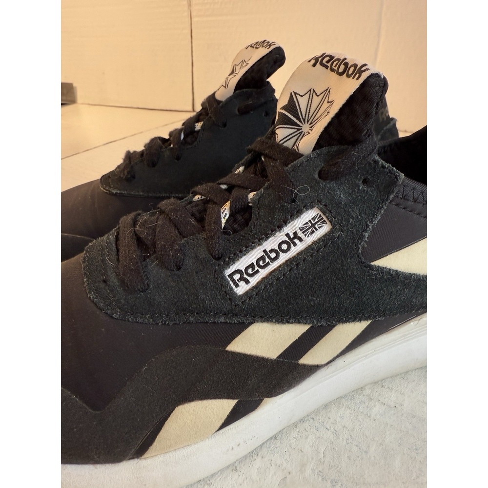 Reebok Classic Nylon Women's Sz 8.5 Black/white Athletic Sneaker Shoes‎ Trainers